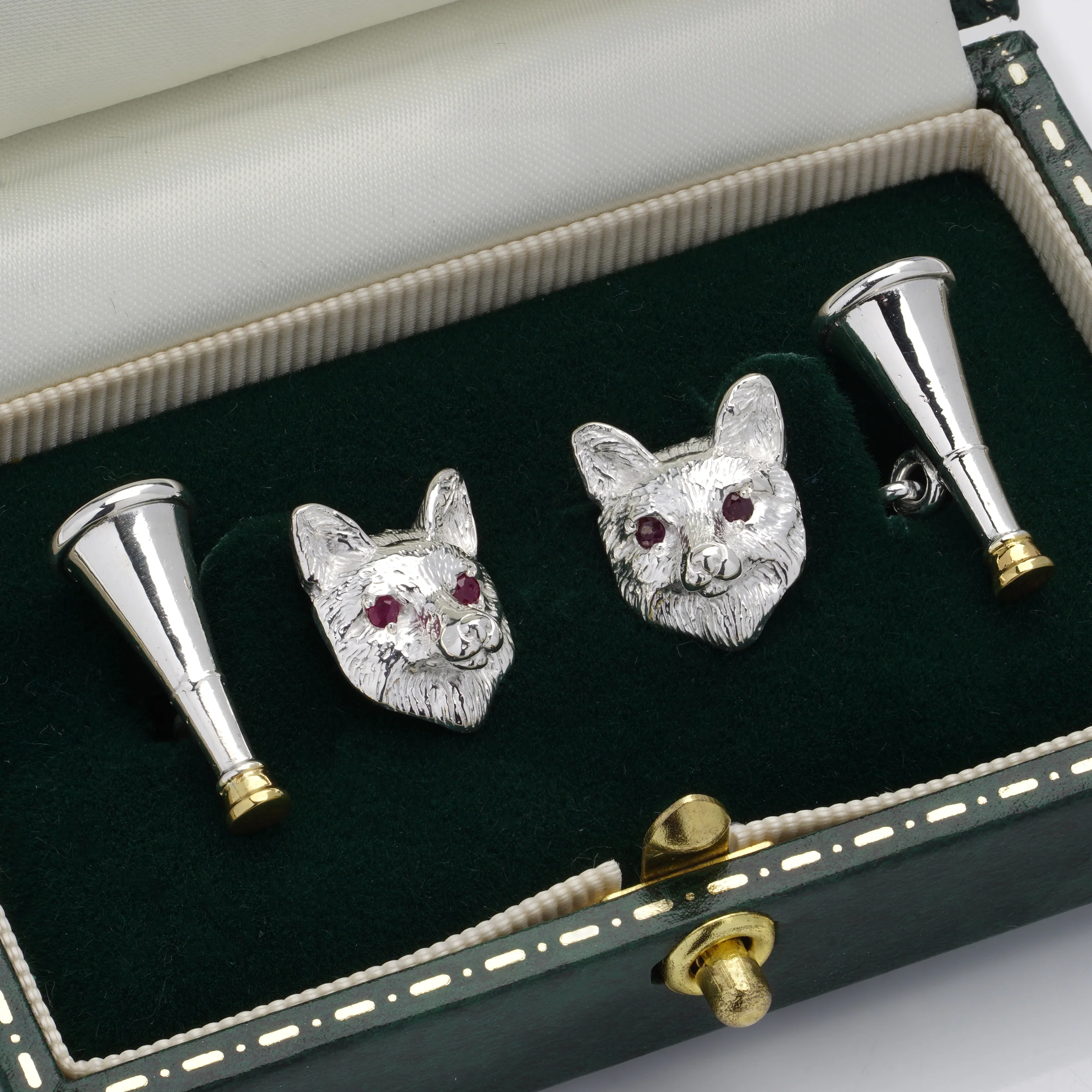 Silver and Ruby Hunting Cufflinks - Image 3