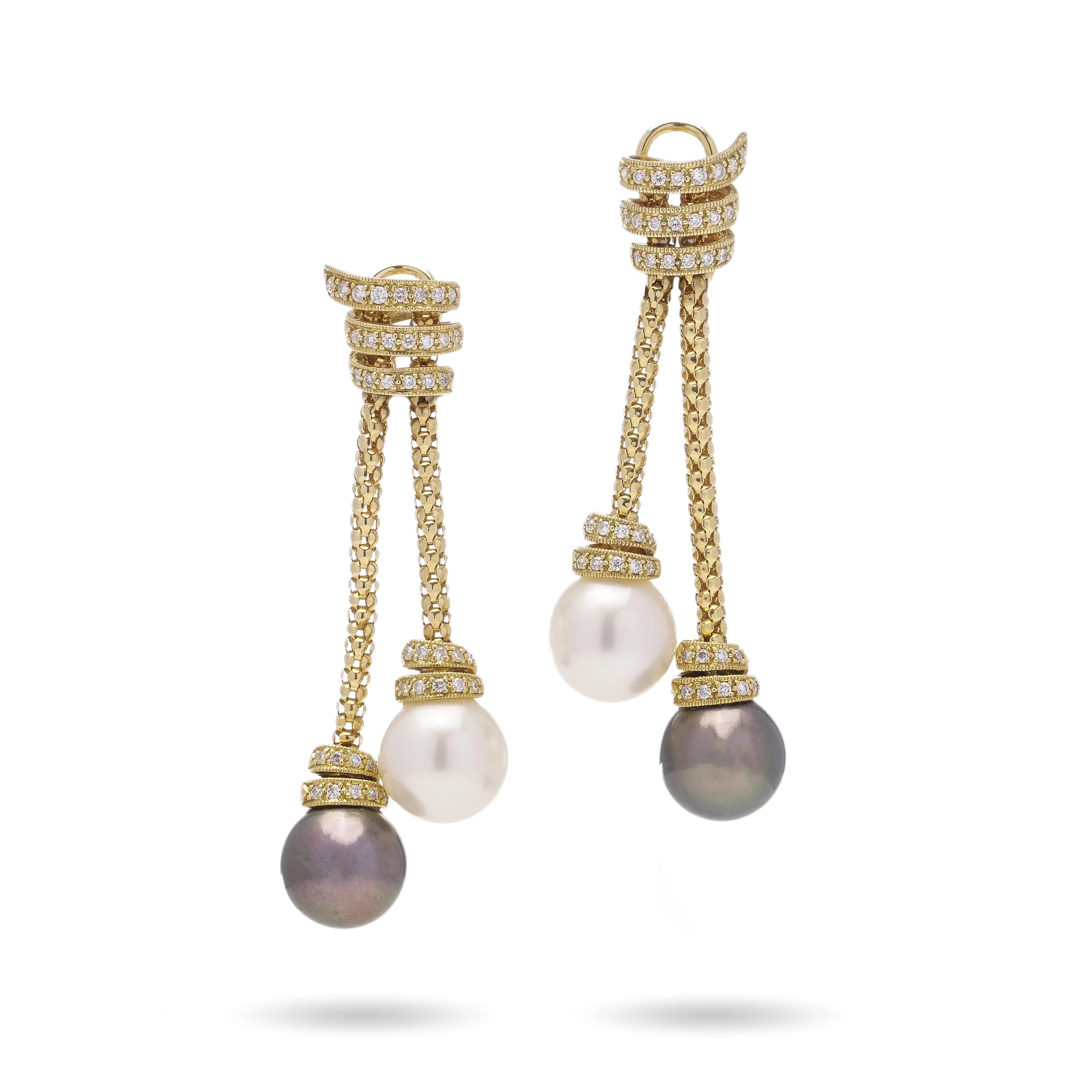 South Sea Pearl & Diamond Pendant Earrings