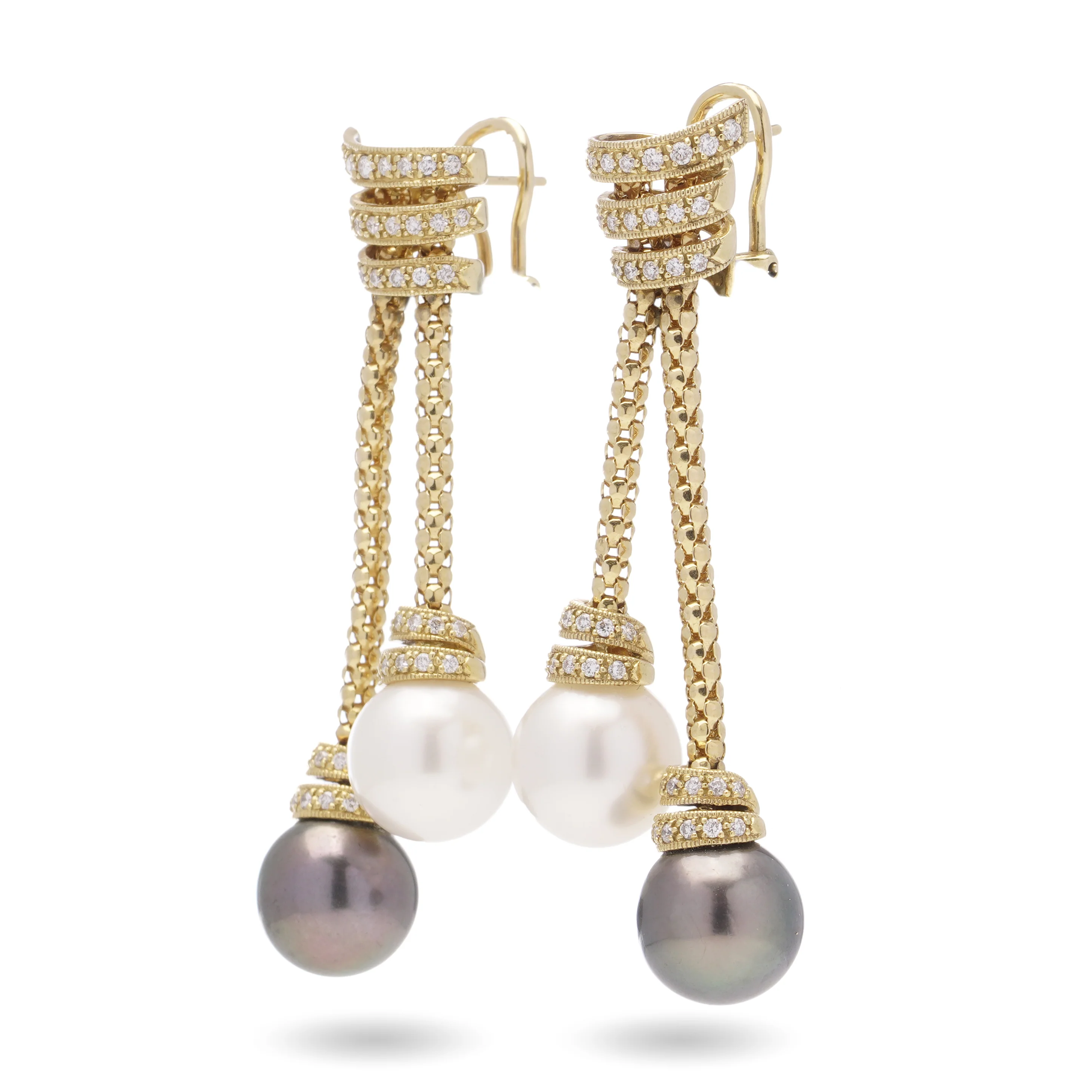 South Sea Pearl & Diamond Pendant Earrings - Image 2