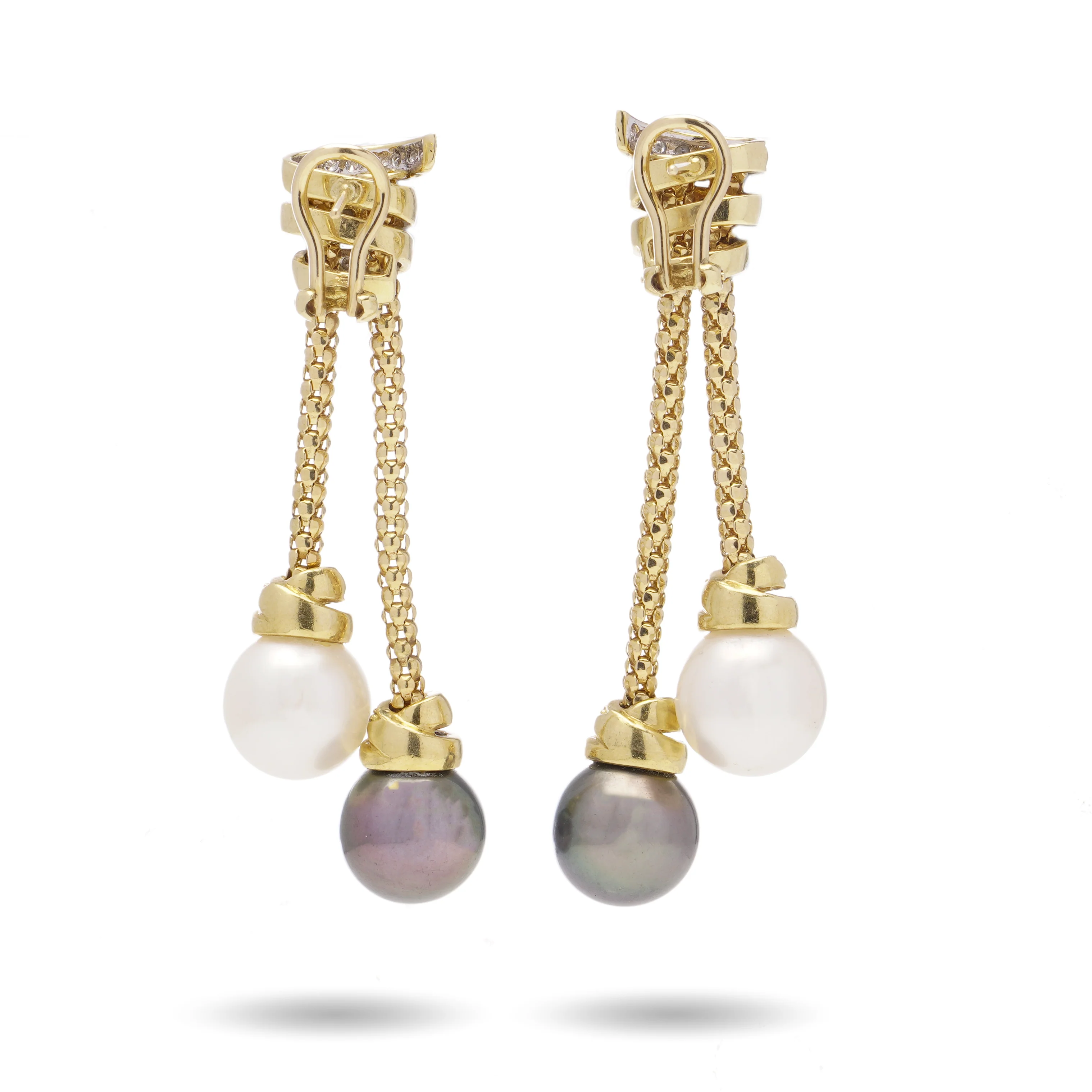 South Sea Pearl & Diamond Pendant Earrings - Image 3