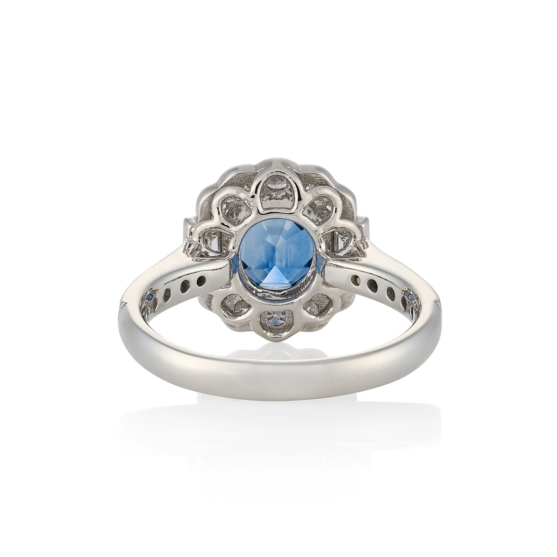 Teal Sapphire & Diamond Cluster Ring - Image 3
