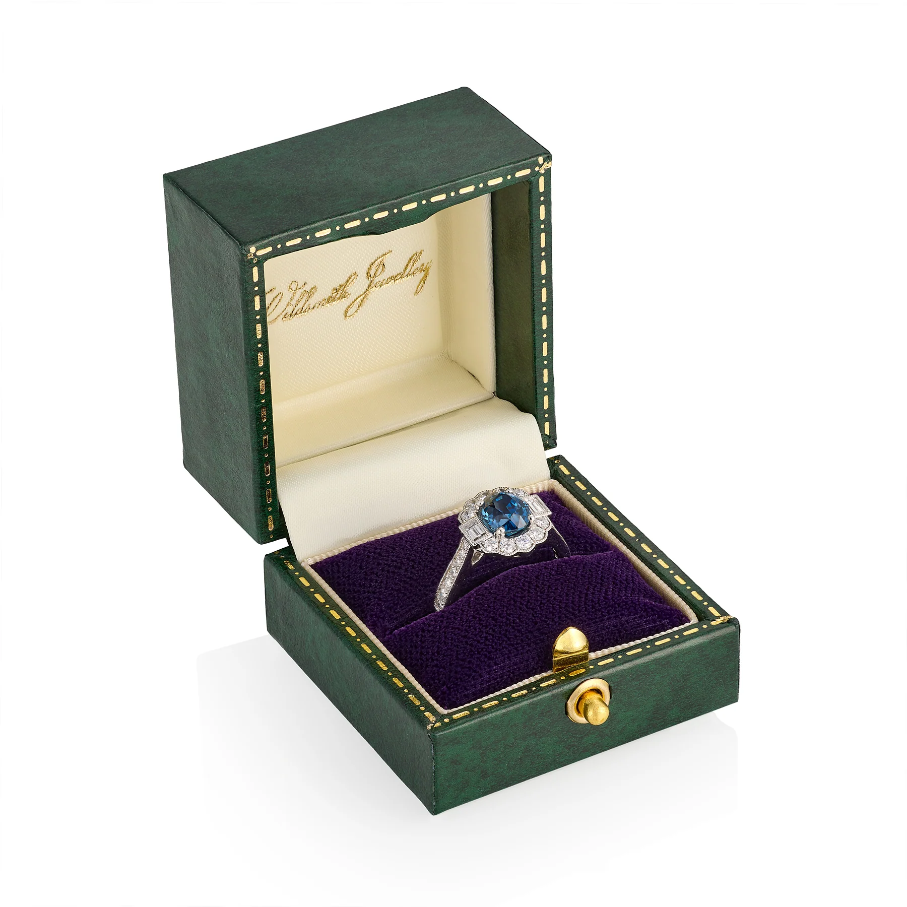 Teal Sapphire & Diamond Cluster Ring - Image 4