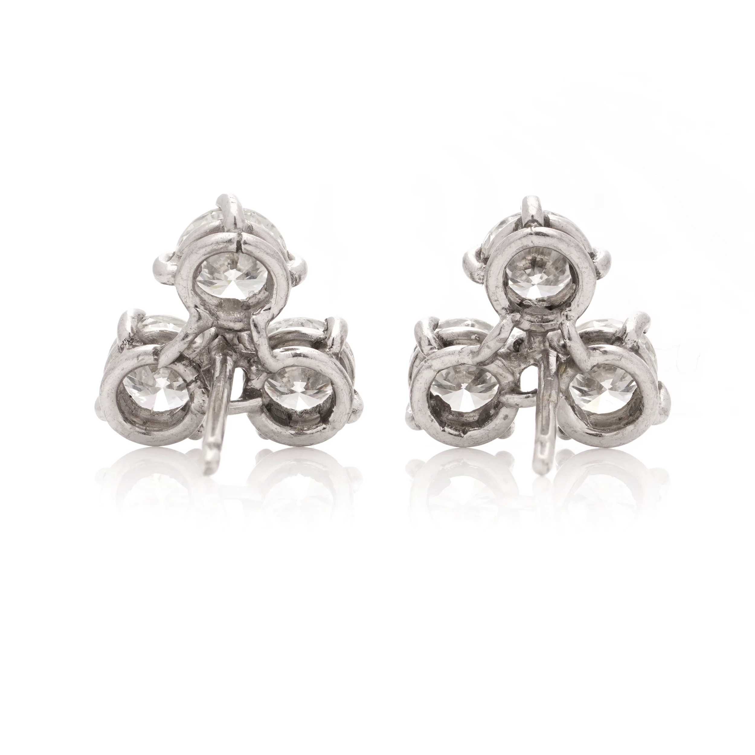 Triple Diamond Stud Earrings, 2.4cts - Image 3