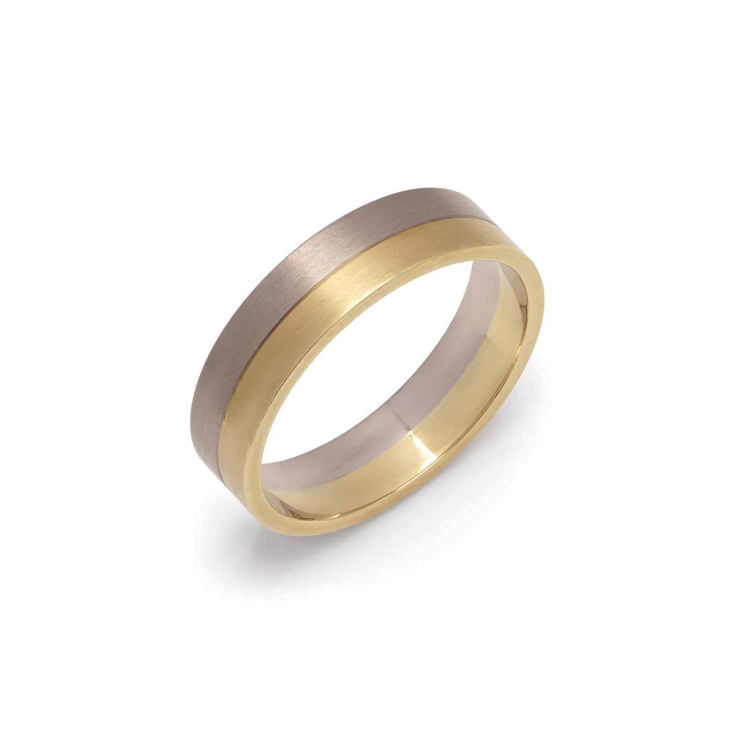 Two Tone Flat Wedding Ring