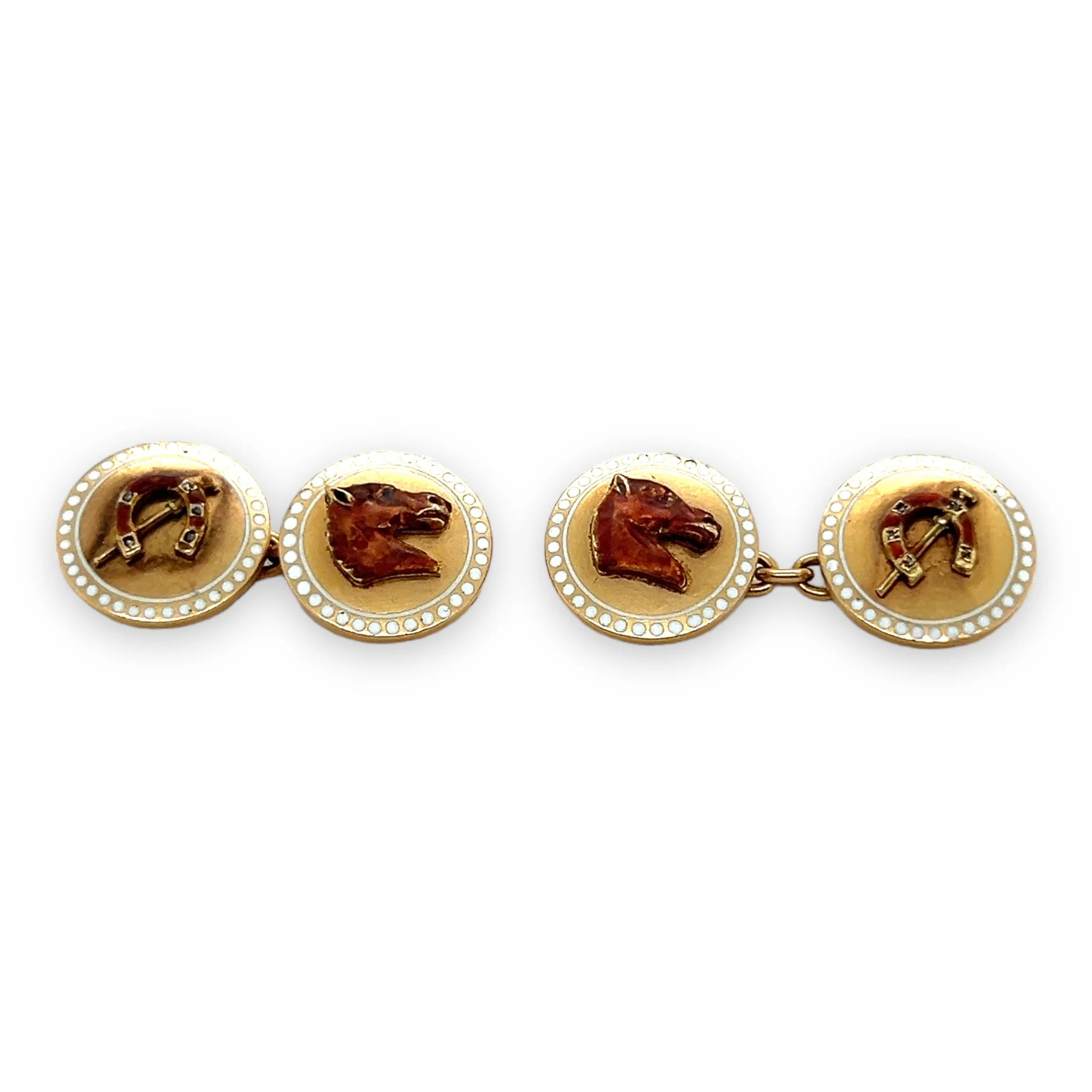 Victorian 18ct Gold & Enamel Equestrian Cufflinks - Image 5