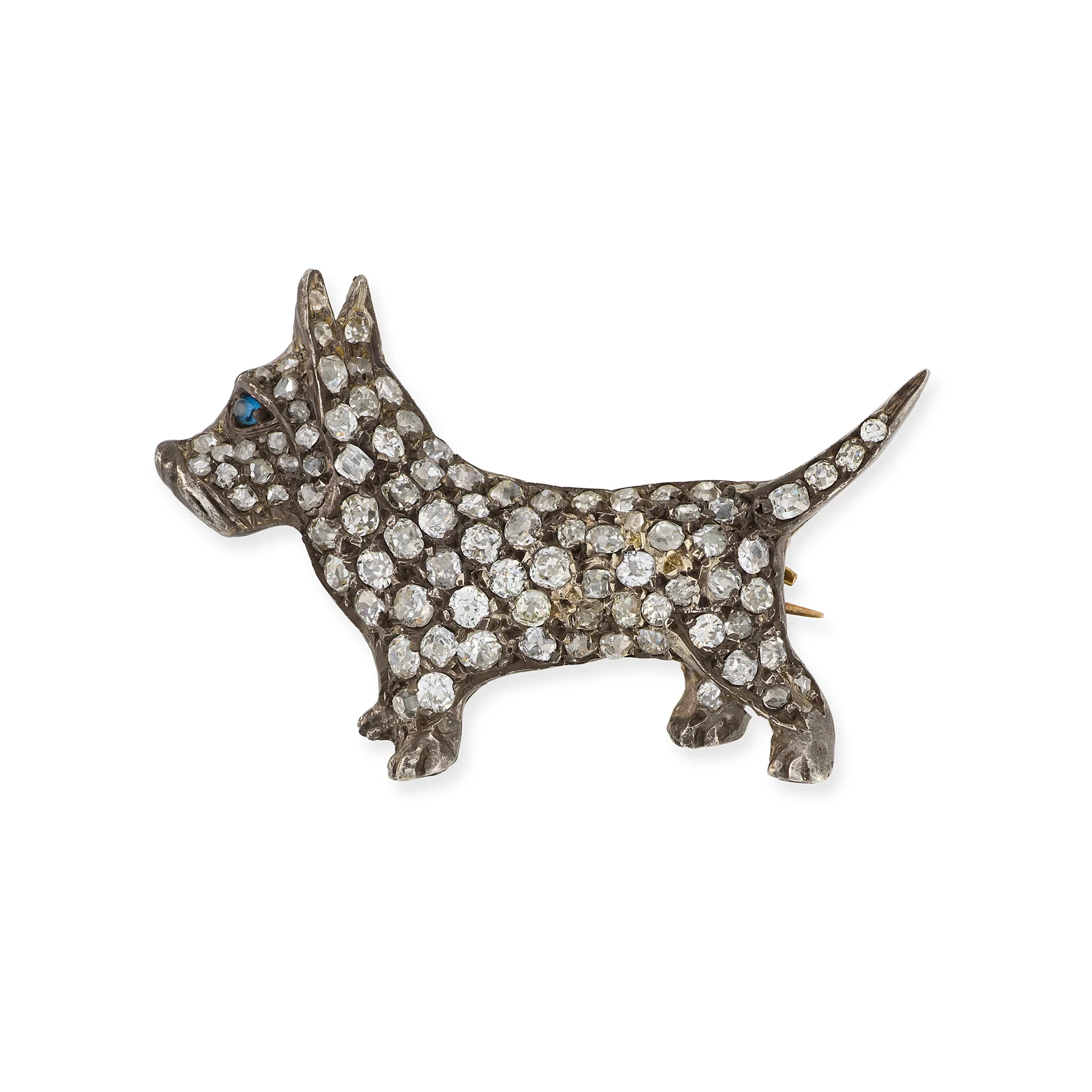Victorian Diamond Dog Brooch