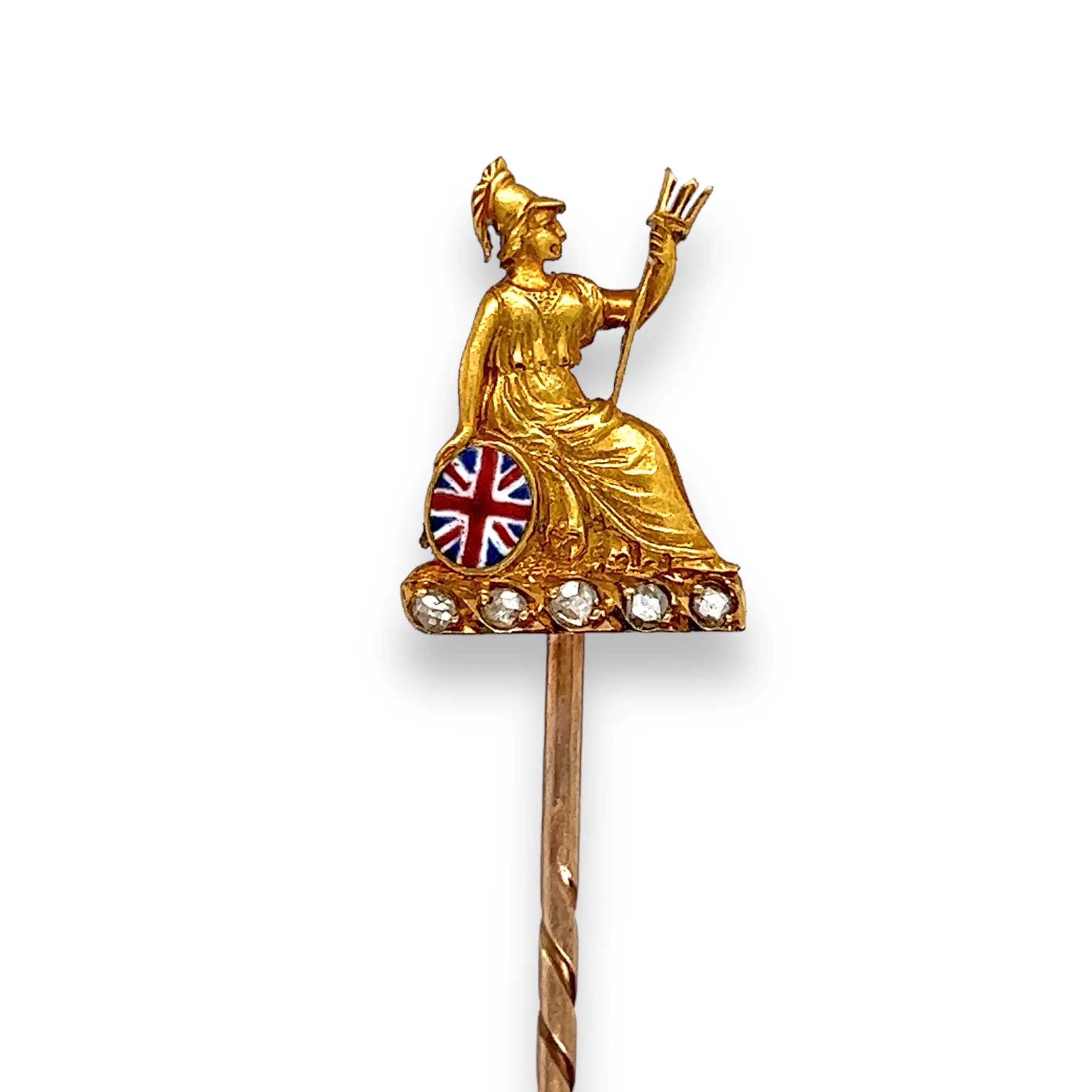 Victorian Diamond & Enamel Stickpin of Britannia