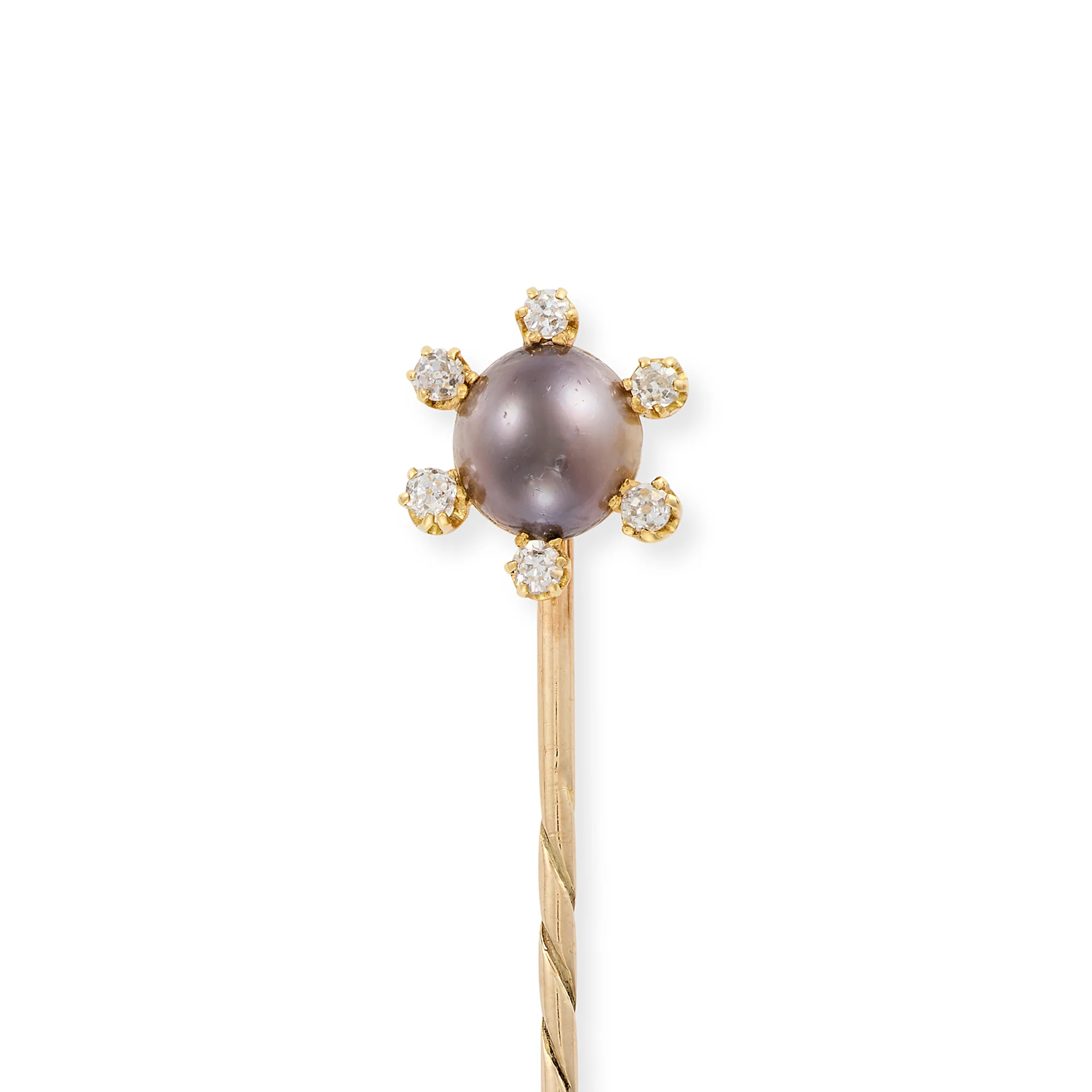 Victorian Tahitian Pearl and Diamond Stickpin