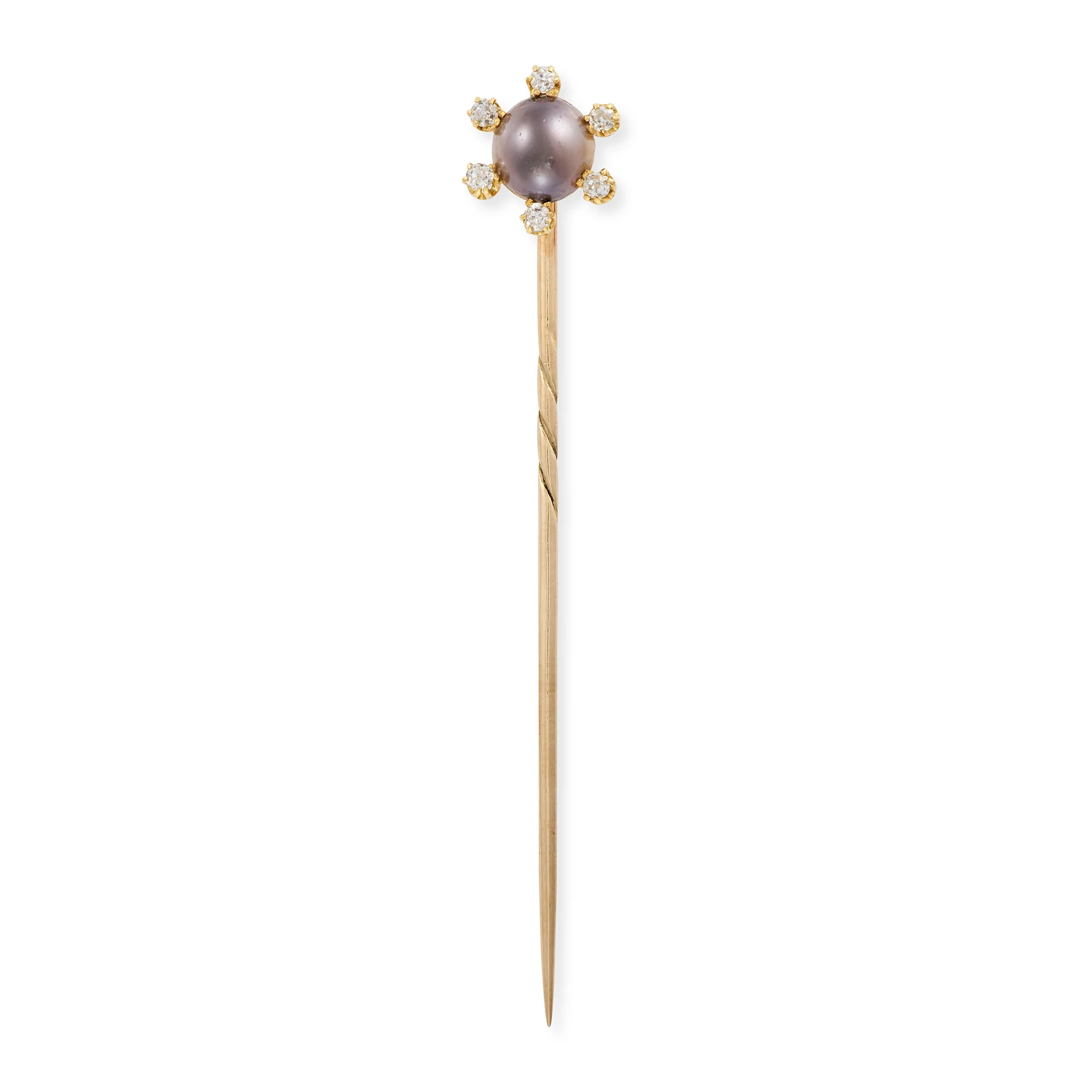 Victorian Tahitian Pearl and Diamond Stickpin - Image 4