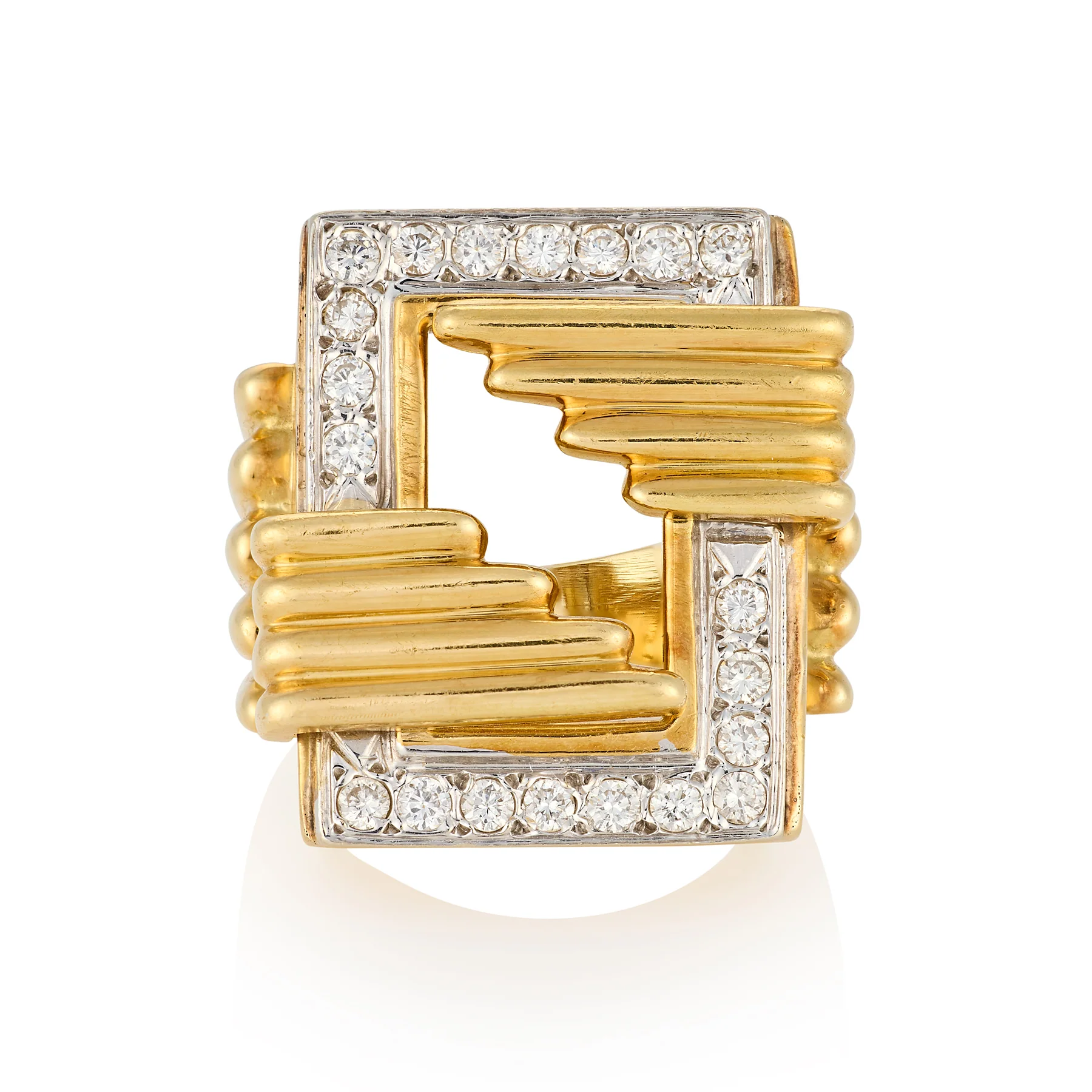 Vintage 18ct Gold & Diamond Geometric Ring