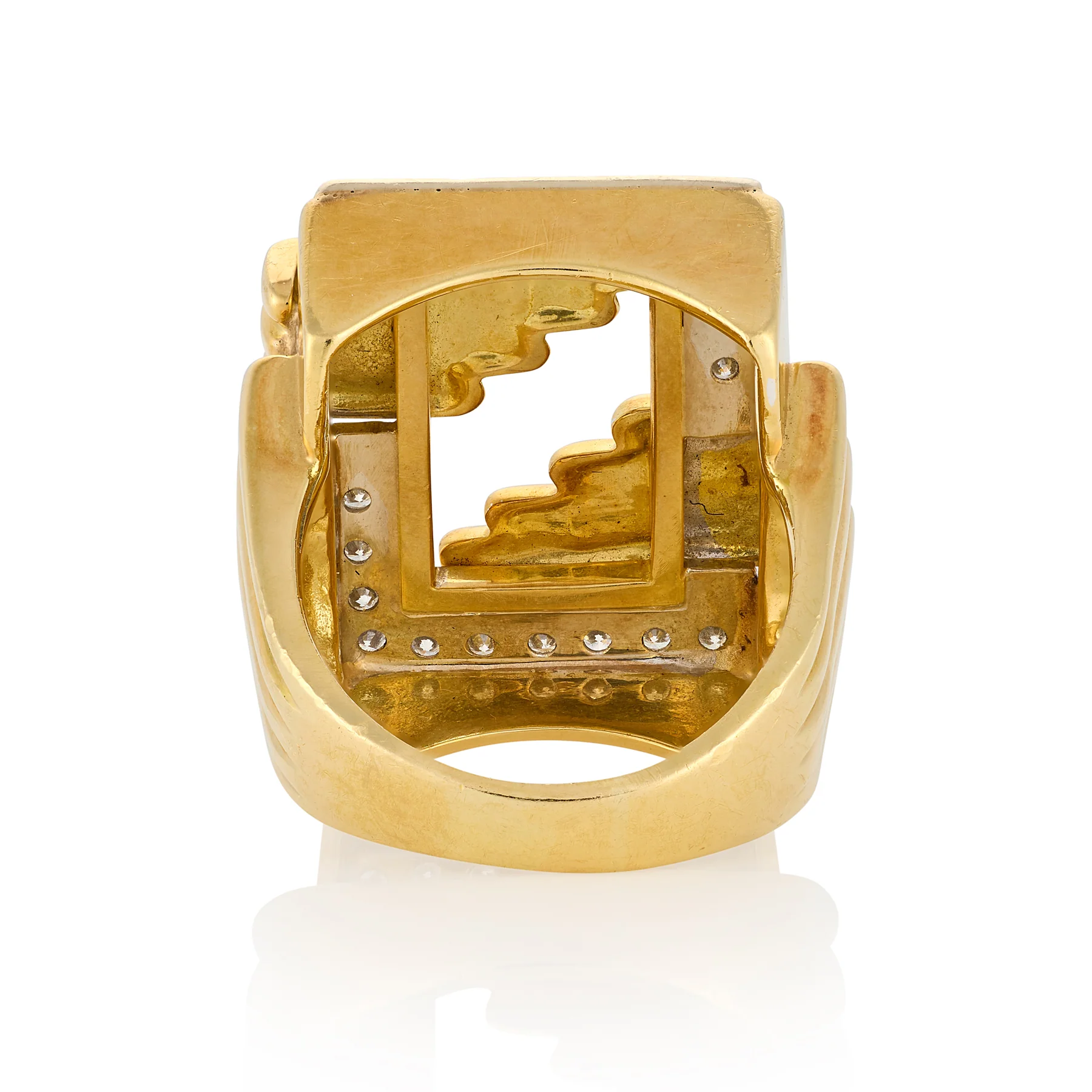 Vintage 18ct Gold & Diamond Geometric Ring - Image 3