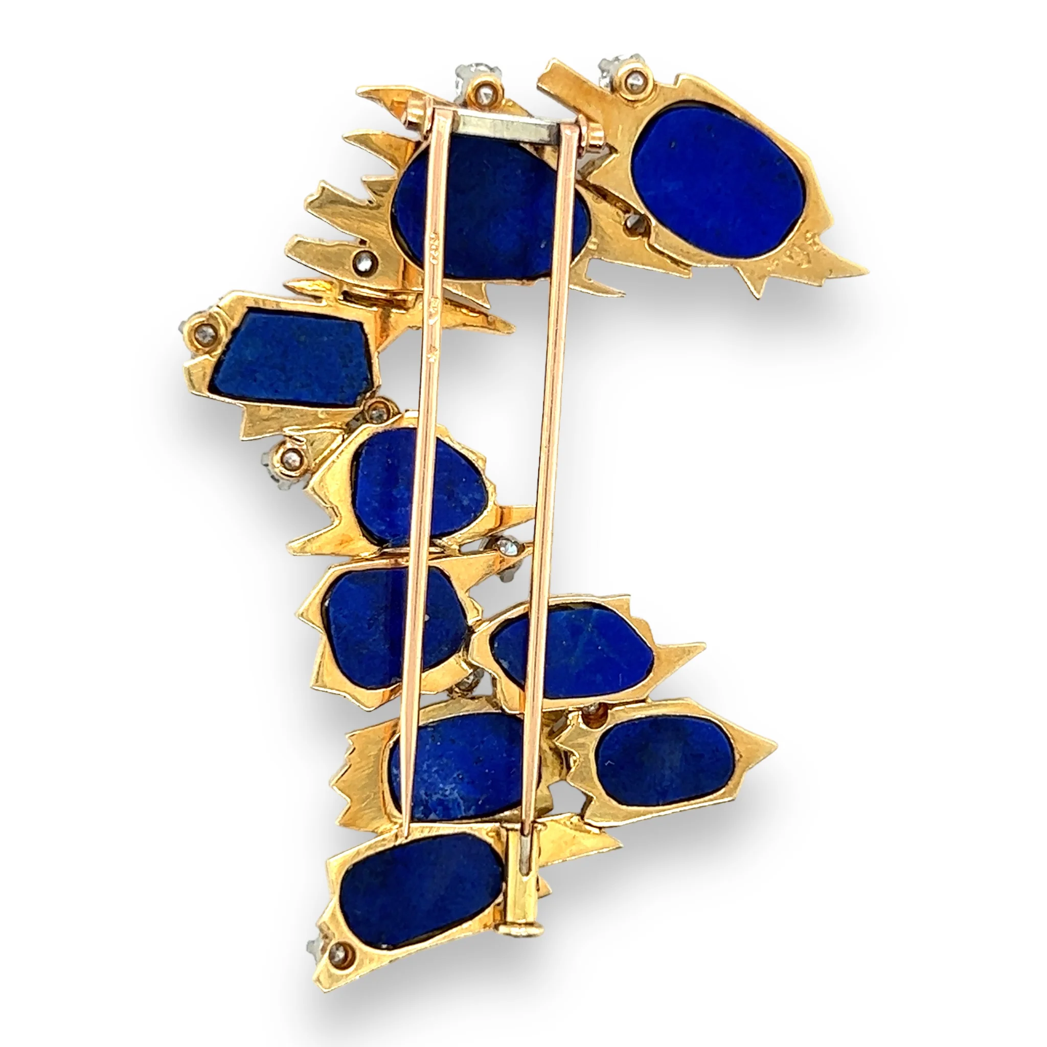 Vintage 18ct Gold & Lapis Lazuli Brooch set with Diamonds - Image 3
