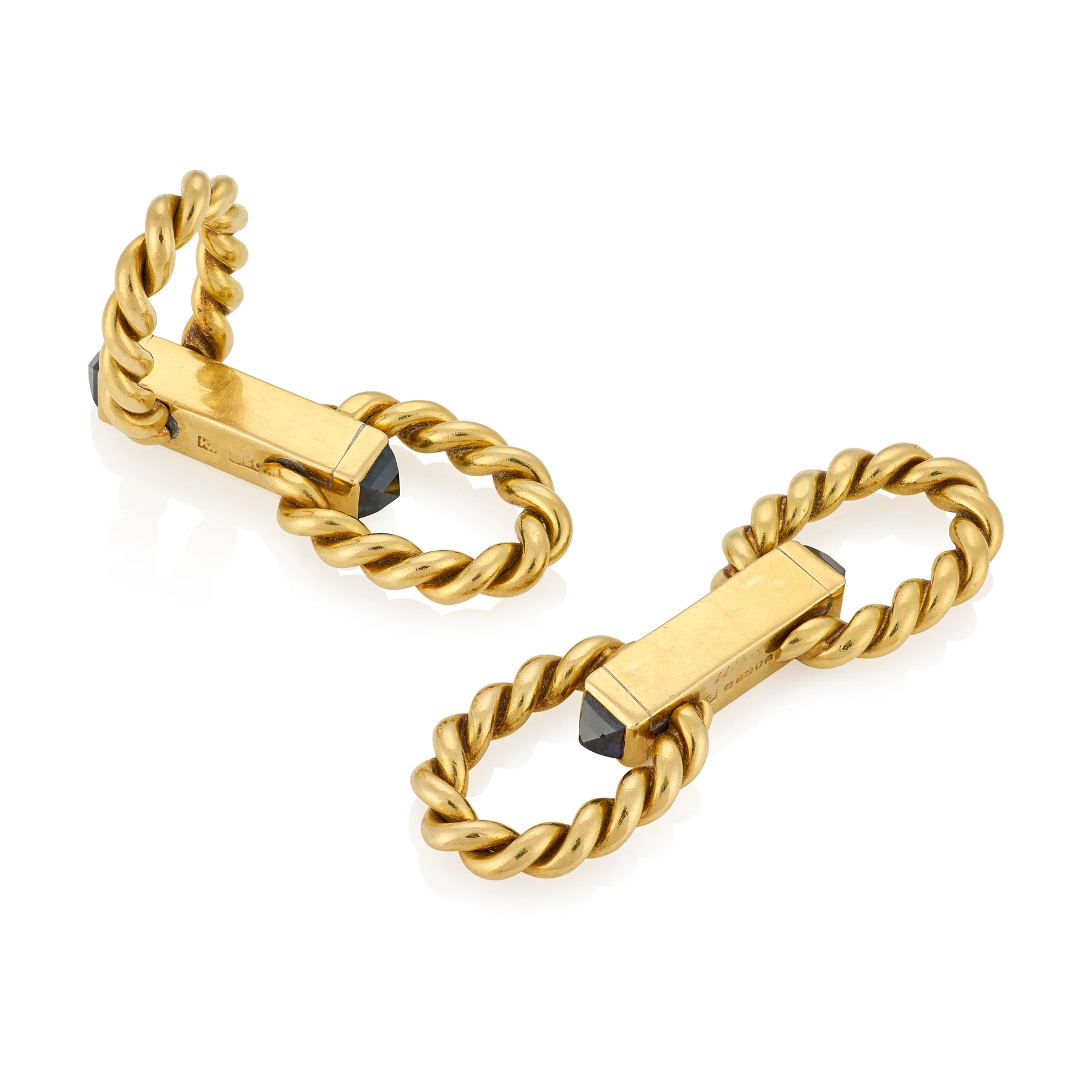 Vintage 18ct Gold & Sapphire Cufflinks - Image 2