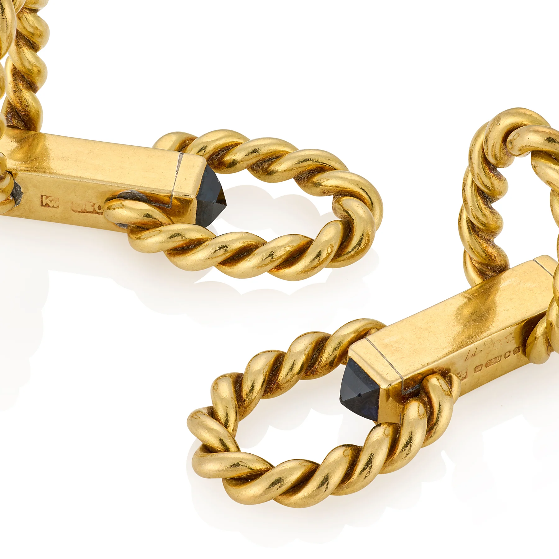 Vintage 18ct Gold & Sapphire Cufflinks - Image 3