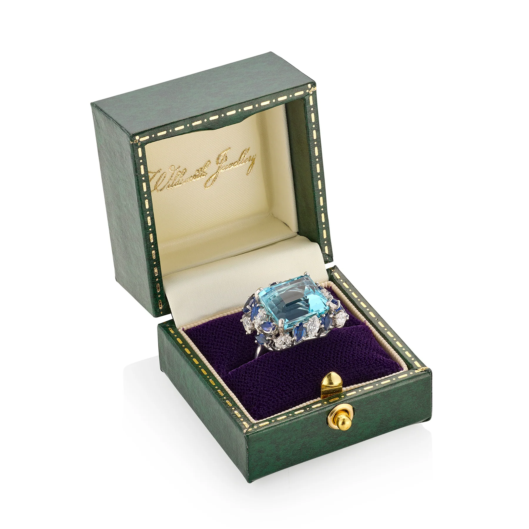 Vintage Aquamarine, Sapphire & Diamond Cocktail Ring - Image 3