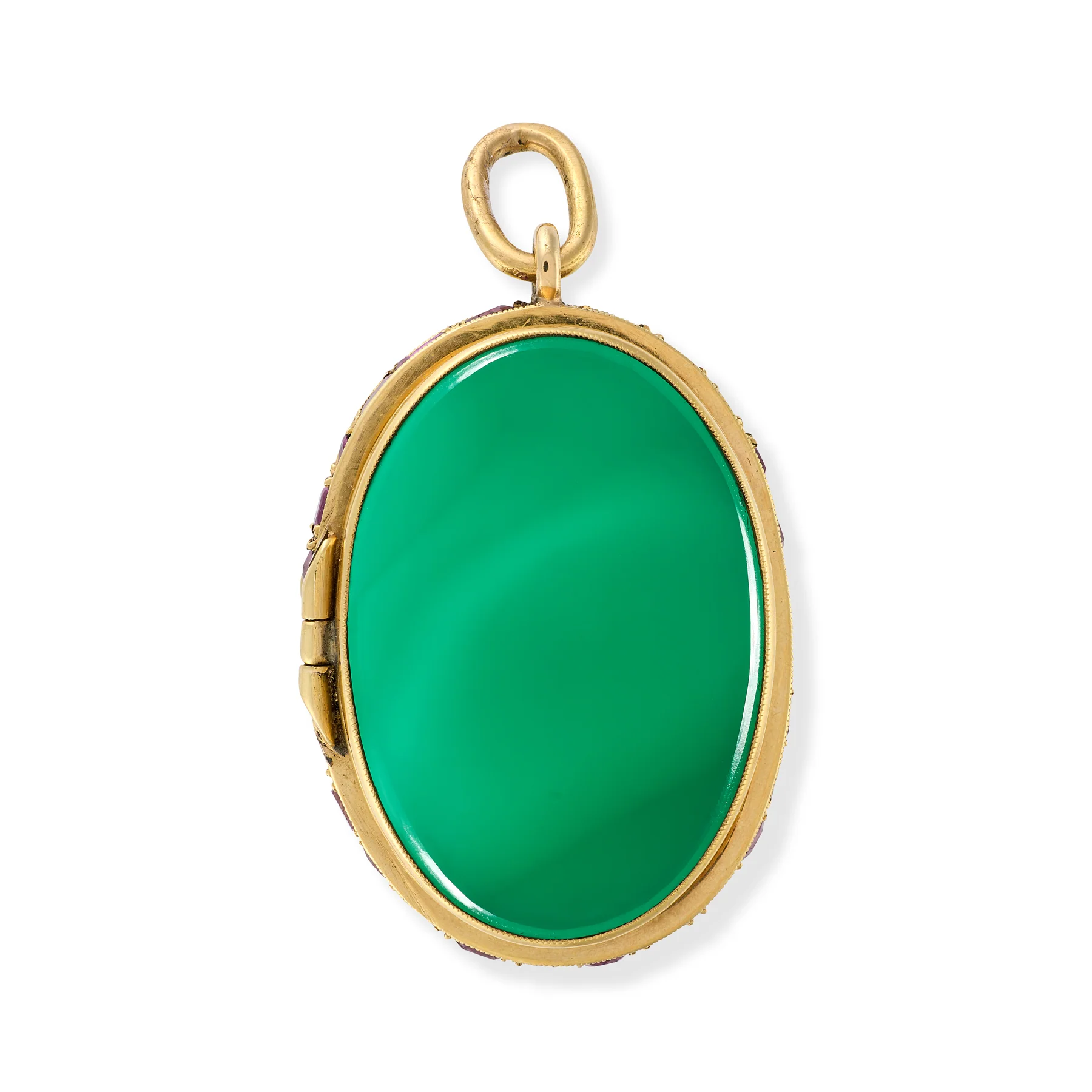 Vintage Chalcedony, Ruby & Gold Locket - Image 3