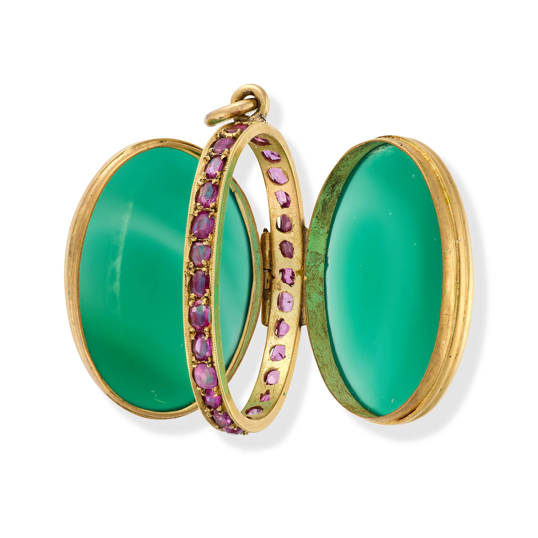 Vintage Chalcedony, Ruby & Gold Locket - Image 4