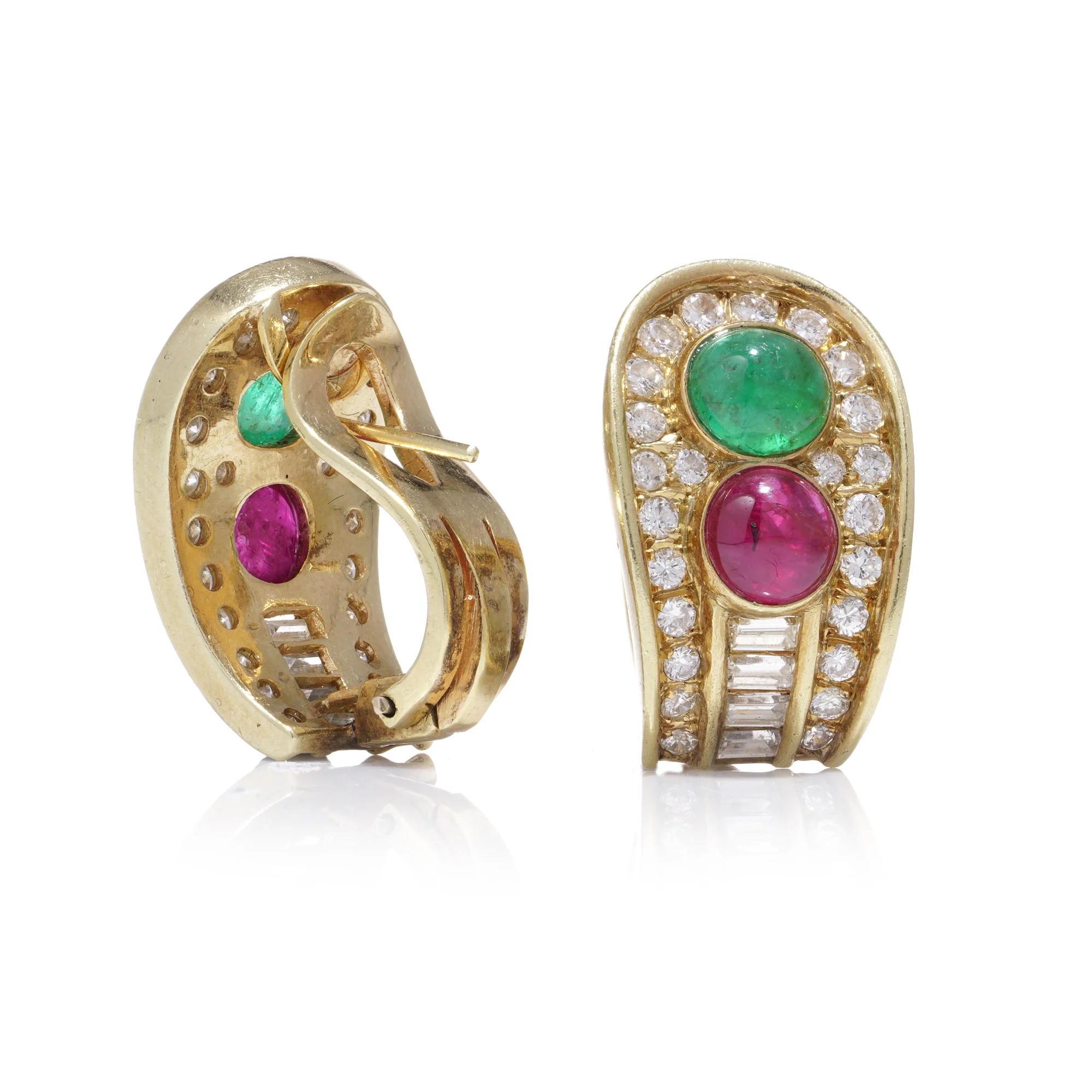 Vintage Emerald, Ruby & Diamond Earrings - Image 4