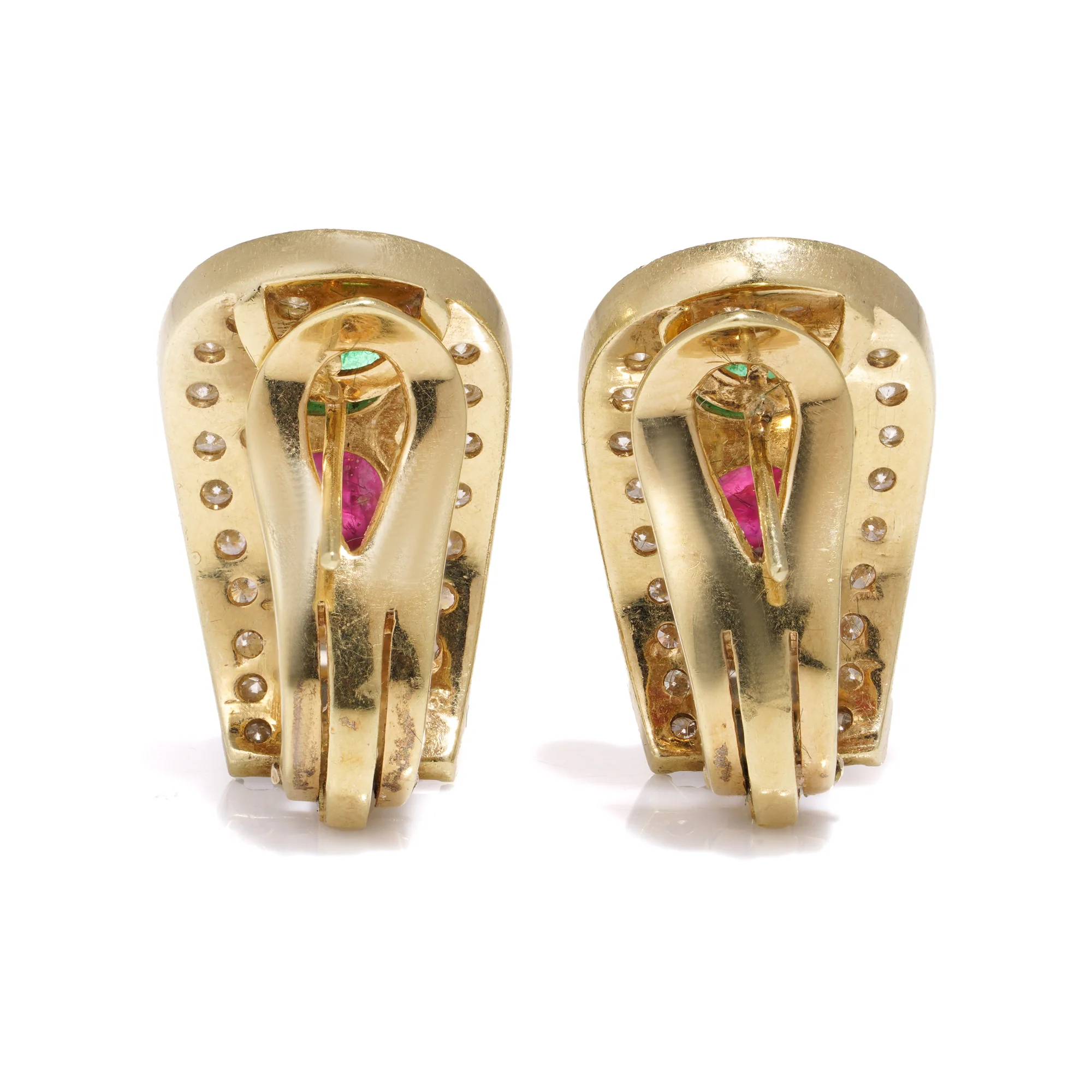 Vintage Emerald, Ruby & Diamond Earrings - Image 5