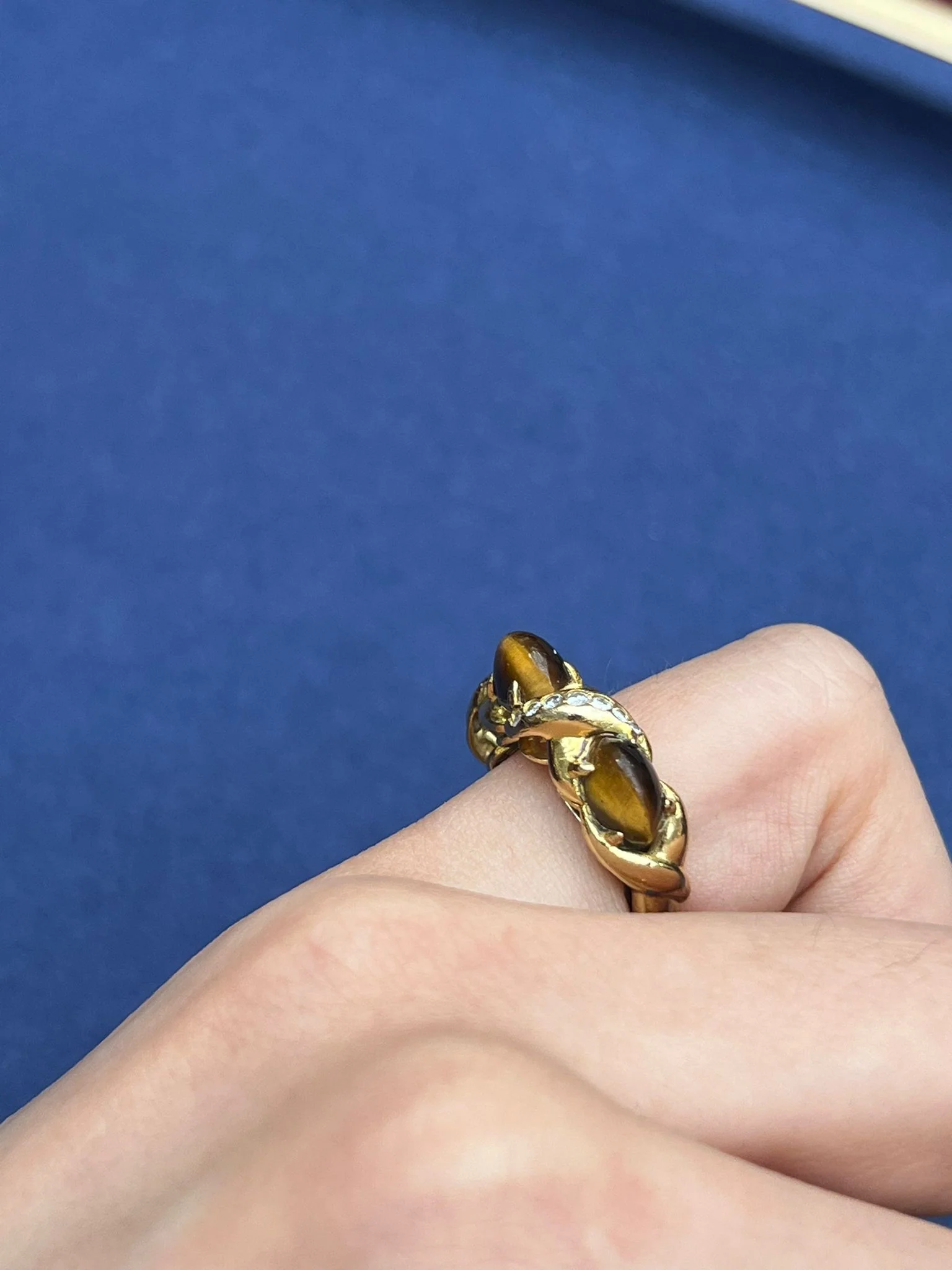 Vintage Tiger's Eye & Diamond Ring by Fred Paris - Image 5