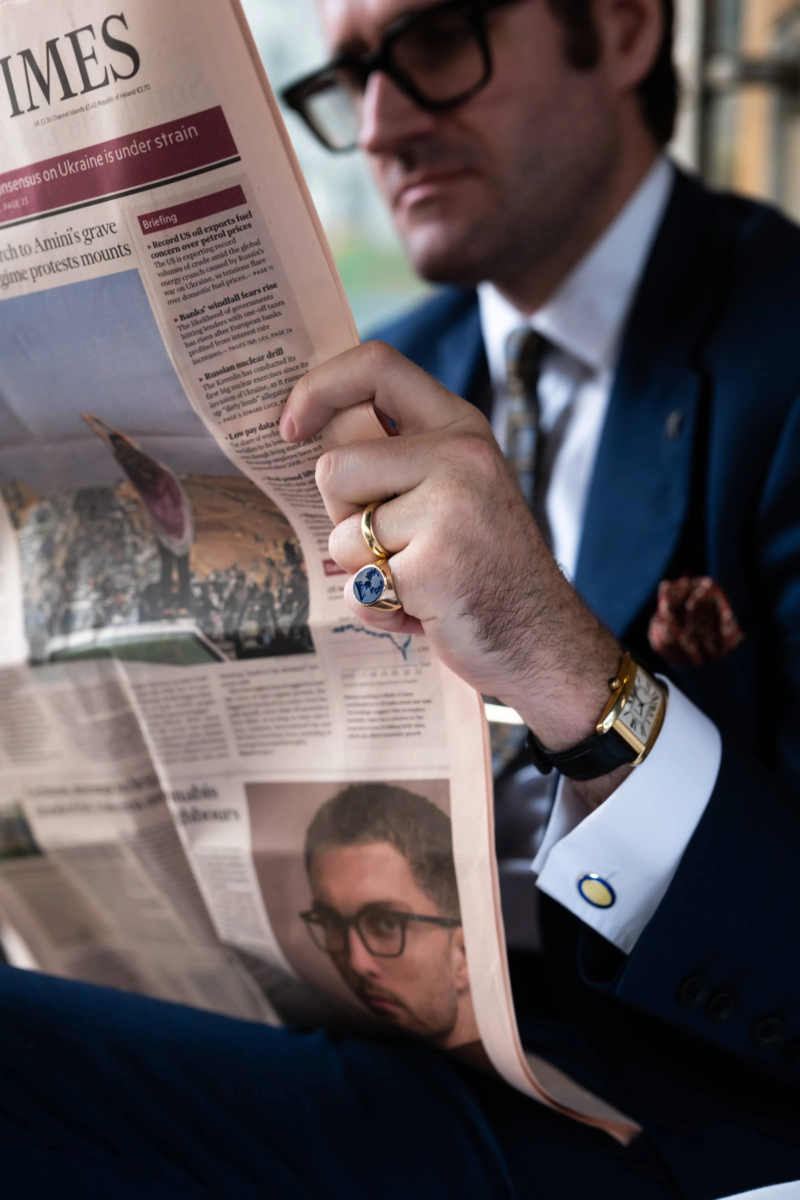 Yellow & Blue Enamel Sterling Silver Cufflinks - Image 2