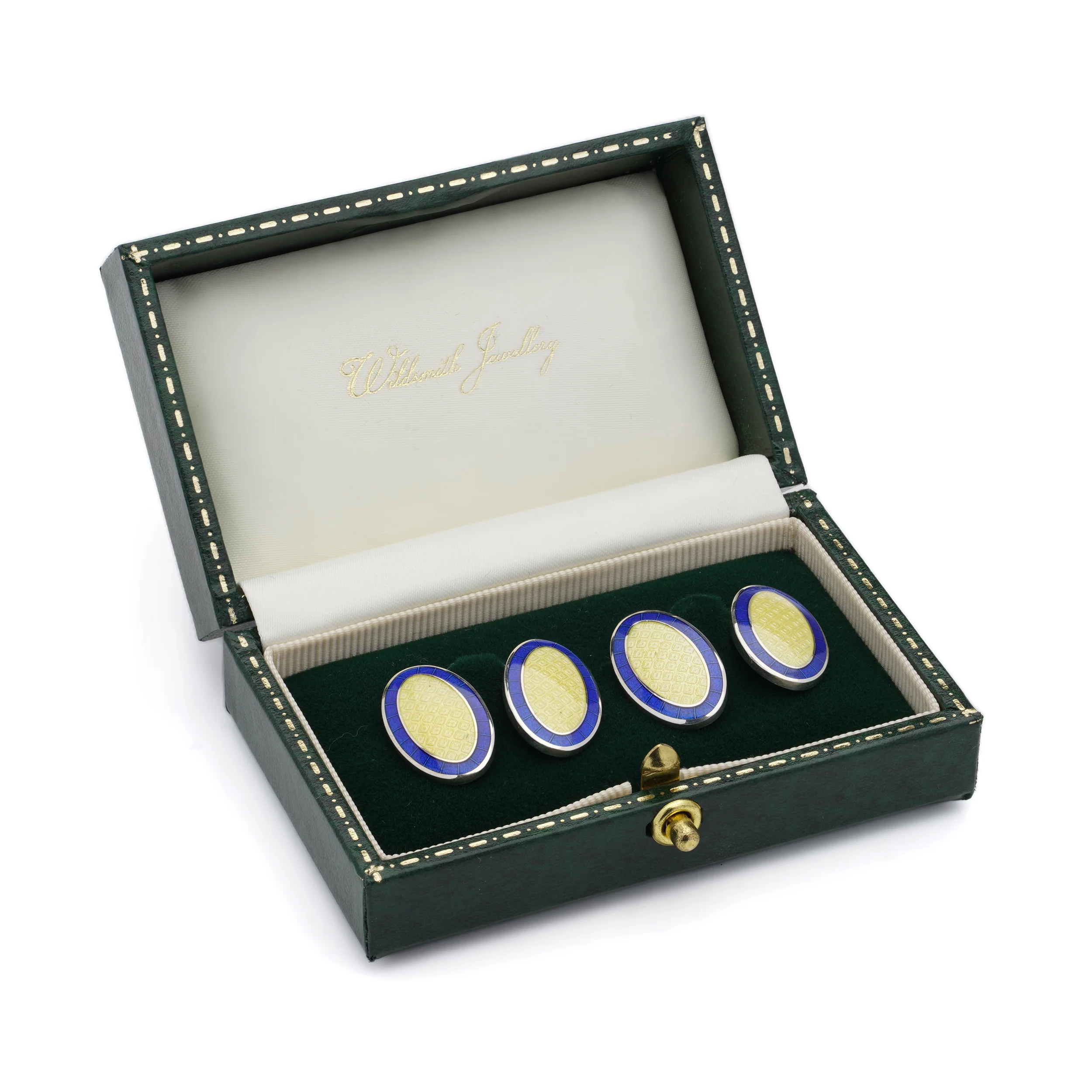 Yellow & Blue Enamel Sterling Silver Cufflinks - Image 3