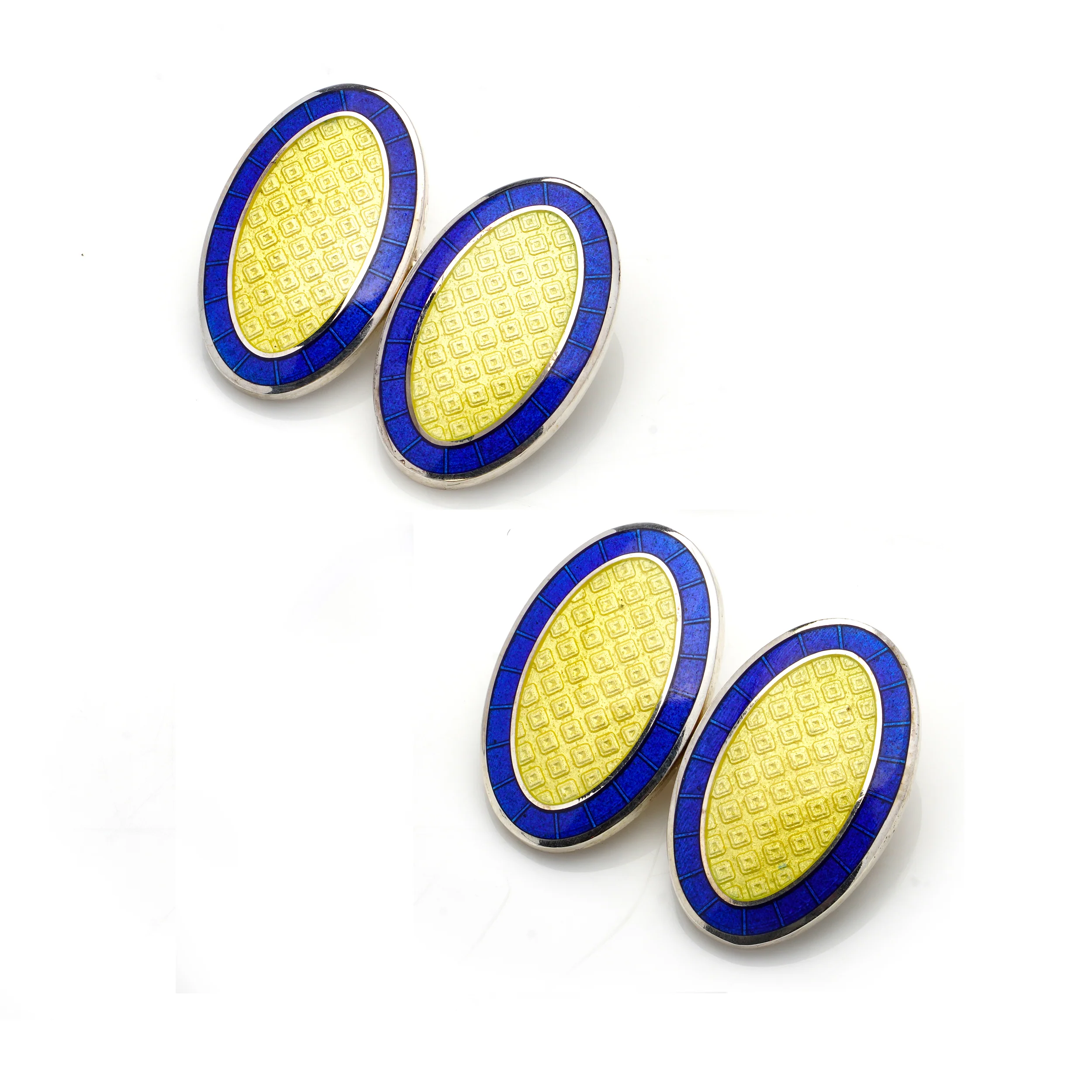 Yellow & Blue Enamel Sterling Silver Cufflinks - Image 5